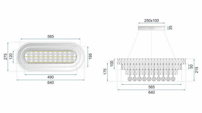 Lampada Da Soffitto Cristallo Led 102w Telecomando App417-cp