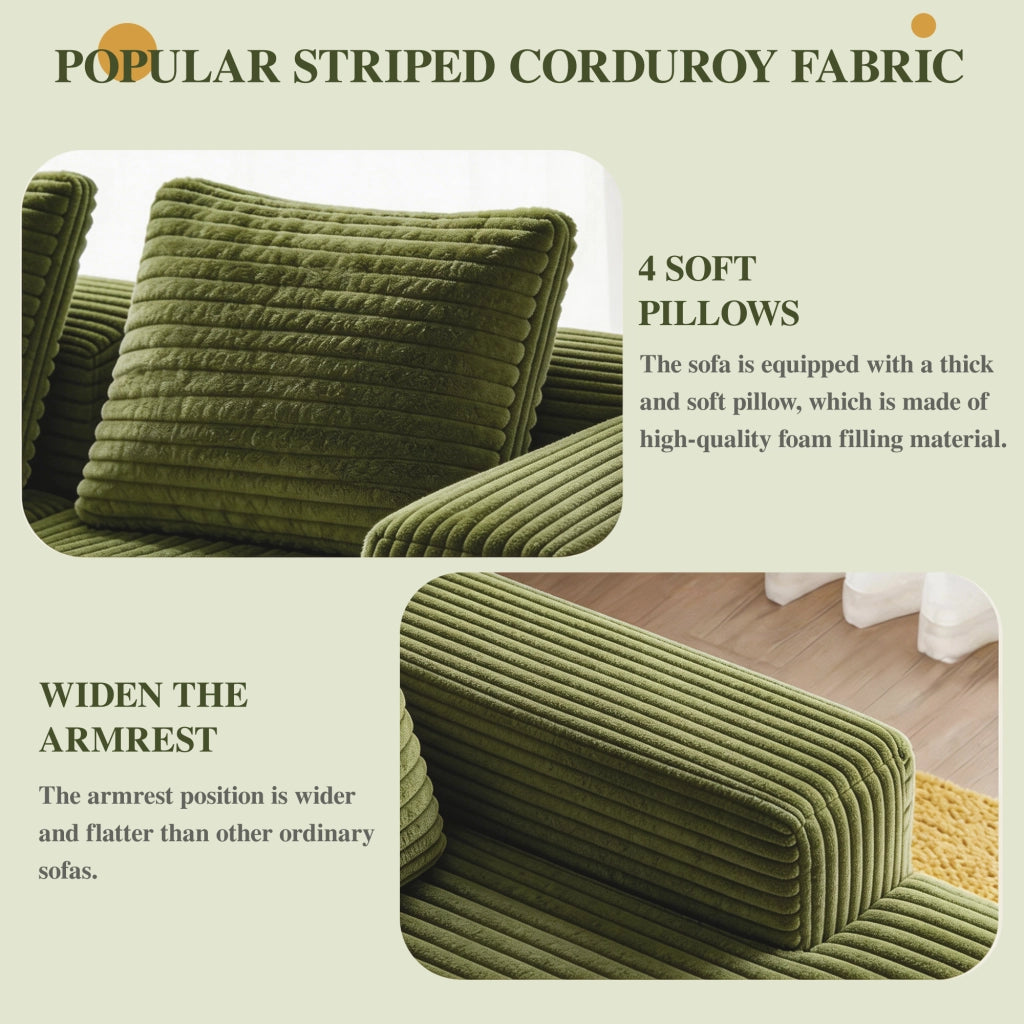 Divano modulare angolare 2 pezzi - con chaise reversibile e seduta profonda - verde