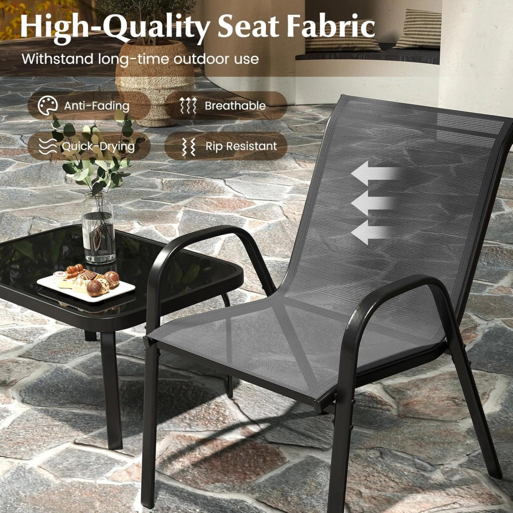 Set di 4 mobili da giardino per esterni, set di mobili da giardino, mobili da balcone, per terrazze, esterni, con tavolino da caffè e panca da giardino e 2 sedie da pranzo, set per 4 persone