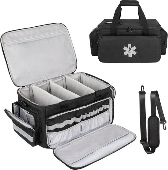 Borsa di Pronto Soccorso Grande per Medicinali e Organizzazione, Nero - Ideale per Viaggi e Uso in Casa