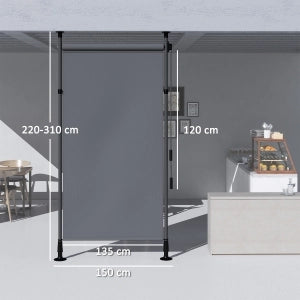 Tenda da sole verticale autoportante 150 x 220-310 cm con manovella, struttura in alluminio, grigio scuro