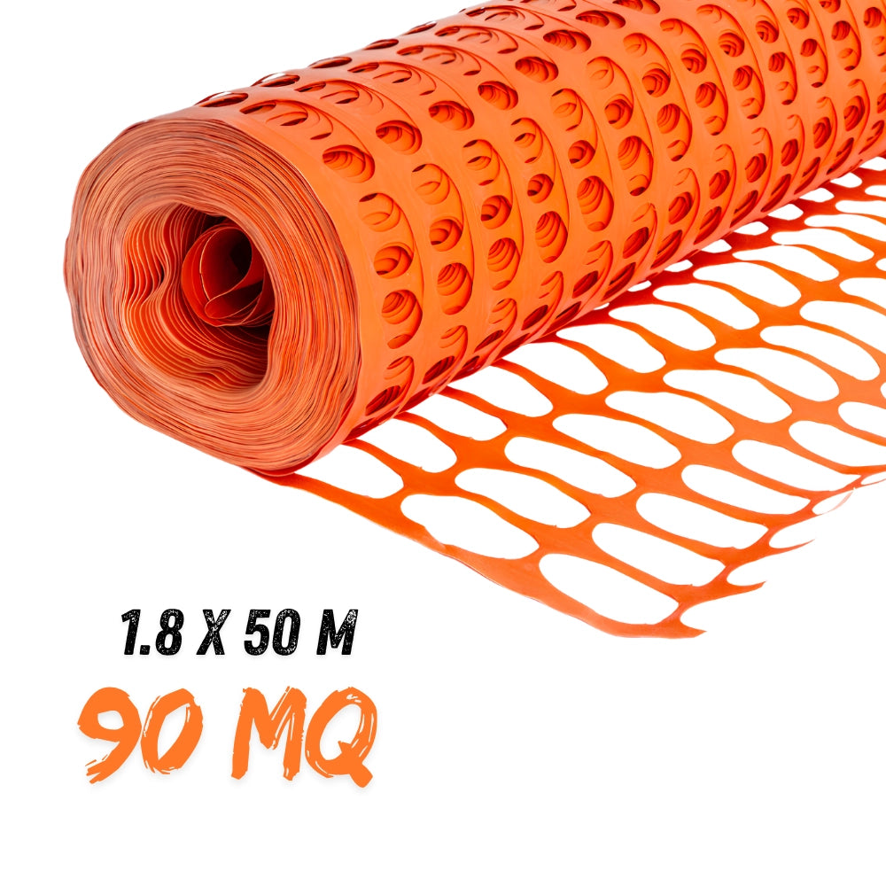 Fortunato rete in pvc per recinzione colore arancione rotolo 1.8 x 50 m