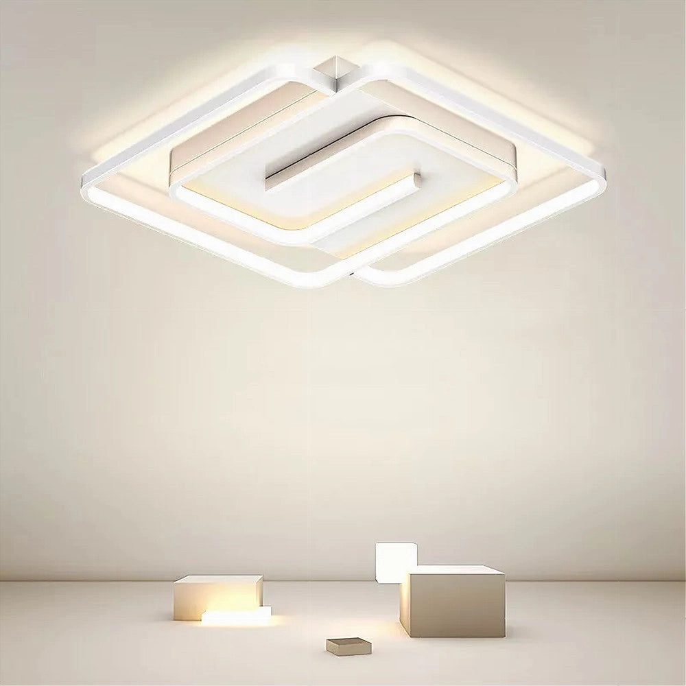 Trade Shop - Plafoniera Led 48w Quadrata Spirale Vortice Bianco Lampadario Soffitto Luce 4000k 70616 -