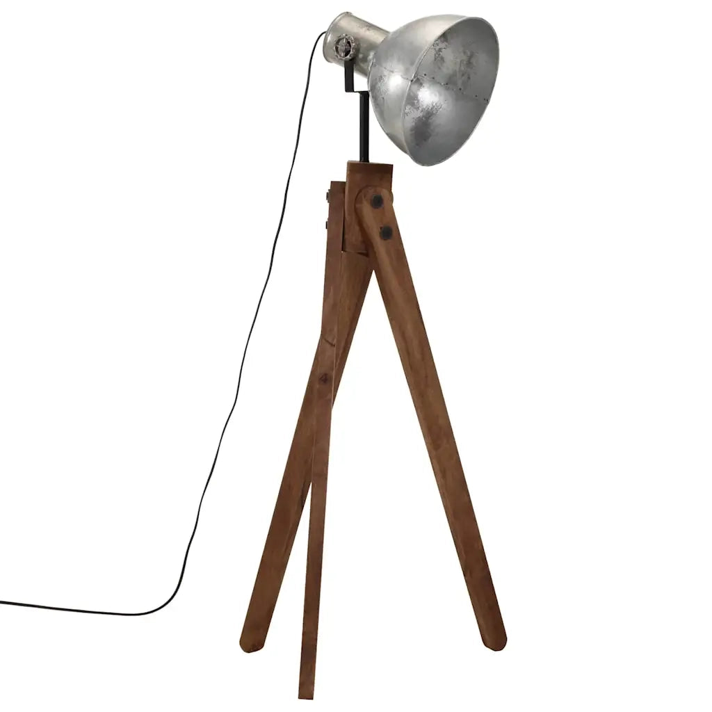 vidaXL Lampada da Terra 25 W Argento Vintage 45x45x120 cm E27