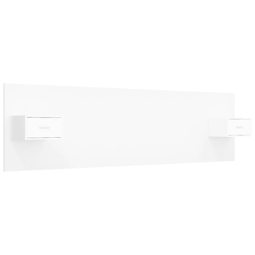 Testiera per Letto con Comodini-Testiera con Contenitore in Legno Multistrato Bianco 149377