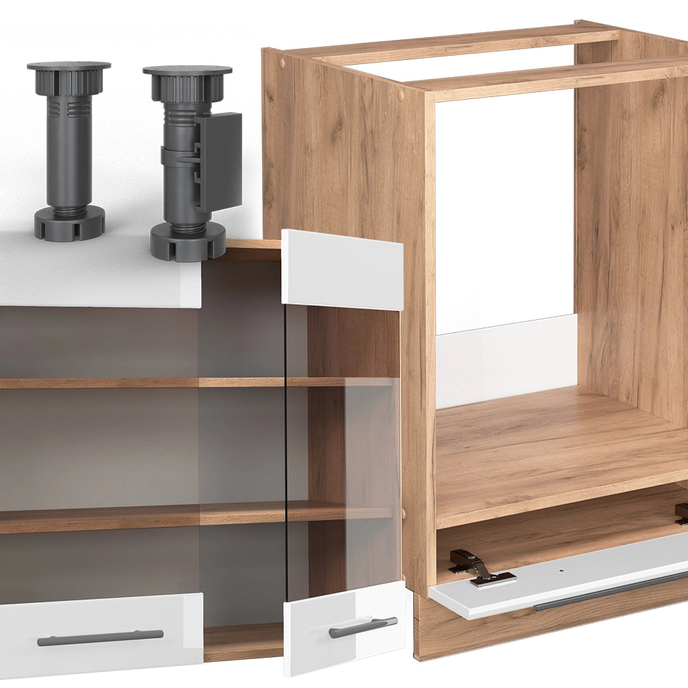Vicco Cucina angolare completa Bianco lucido/oro power oak 160 x 190 cm , PL Rovere