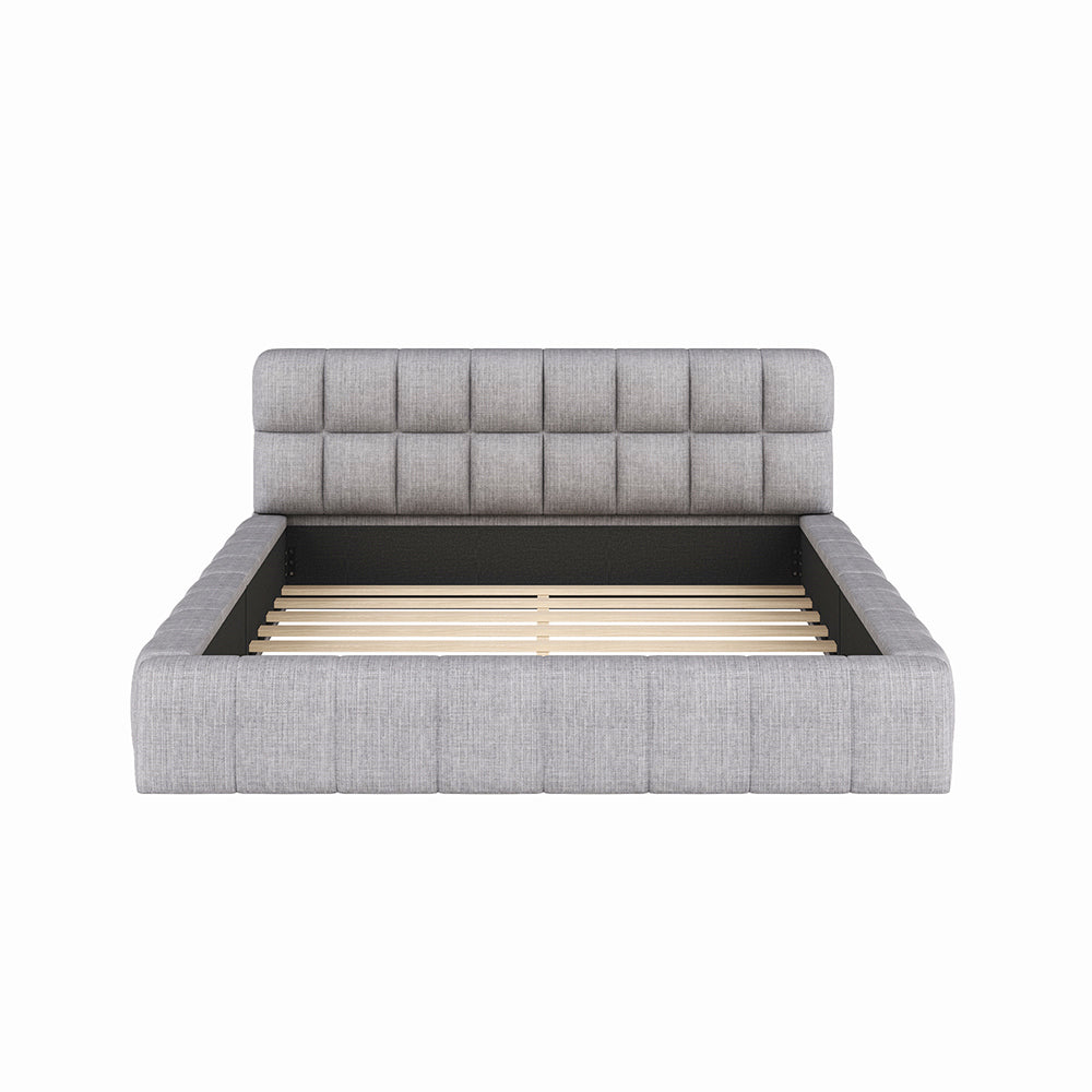 Letto singolo per bambini - Xylo - 140x200 cm - Grigio - Dorso imbottito