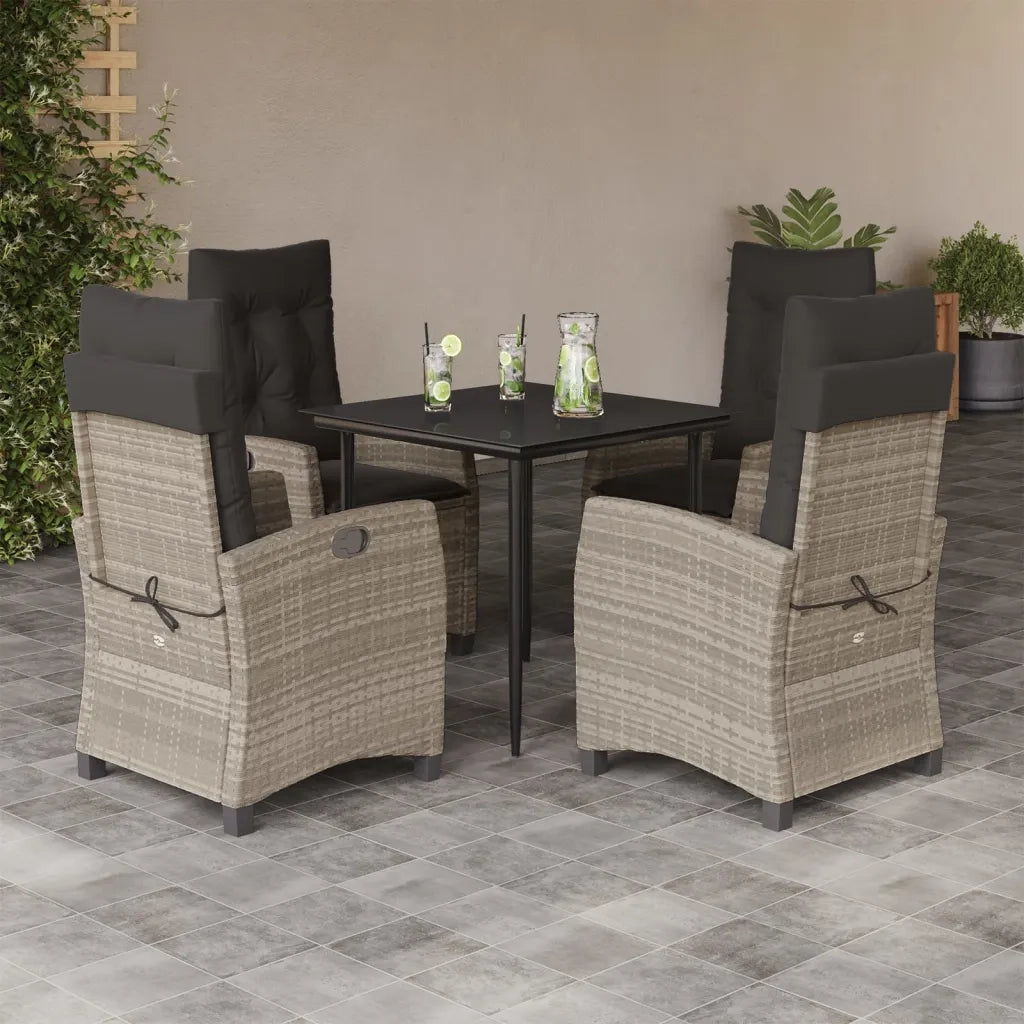 Set Pranzo da Giardino 5pz con Cuscini Grigio Chiaro Polyrattancod mxl 111050