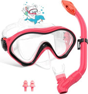 Set di maschere da snorkeling per bambini - maschera da snorkeling anti-condensata con visuale panoramica 180° HD, tubo da snorkeling in silicone e vetro resistente, per bambini da 4 a 12 anni