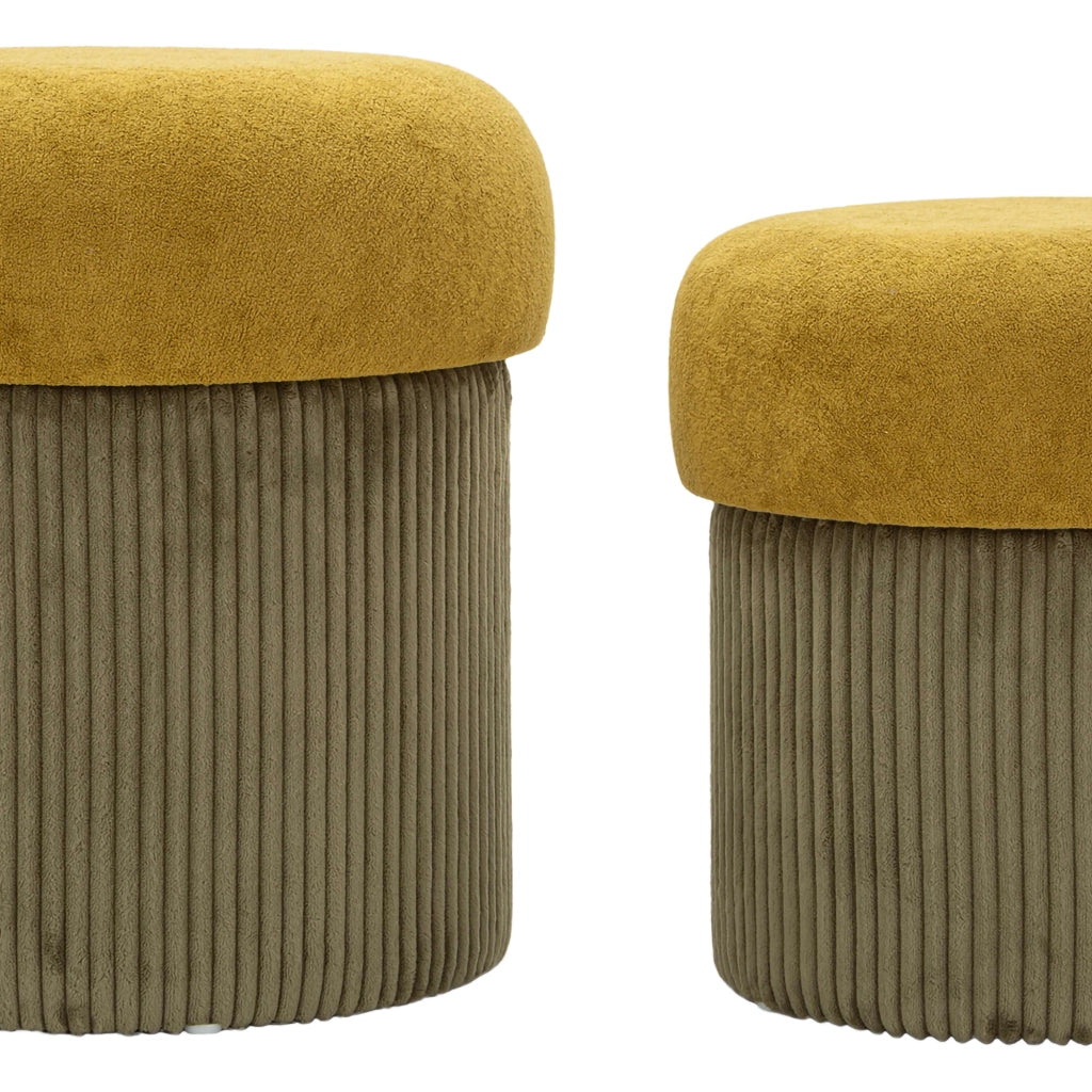 Outjo, Pouf Contenitore set da 2, 42x42x44h cm Marrone Terracotta