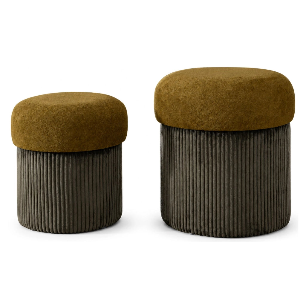 Outjo, Pouf Contenitore set da 2, 42x42x44h cm Marrone Terracotta