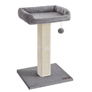Tiragraffi per gatti con piattaforma in tessuto di peluche 40 x 30 cm albero per gatti altezza 71 cm palo in sisal con nappa grigio chiaro 12_0006010