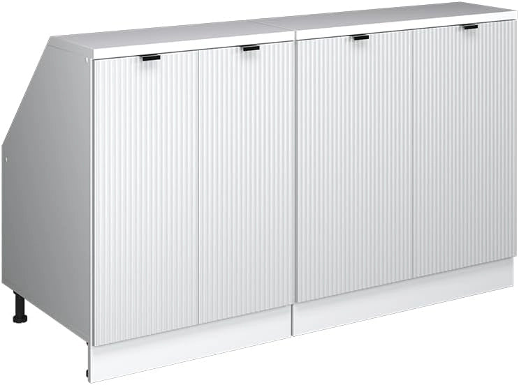 Set di mobili sottotetto Rion, Ondulazione bianca, 140 cm Set di 2 carcasse armadio profondità 60 cm, adatto per il salvaspazio sotto tetti spioventi