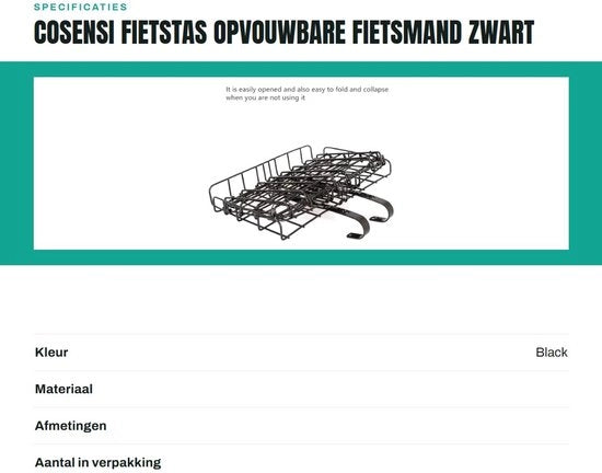 Accessorio per bicicletta - Portatile - Opzioni di montaggio - Carico massimo 20 kg - Adatto per mountain bike - Dimensioni 32,5 x 20 x 22 cm