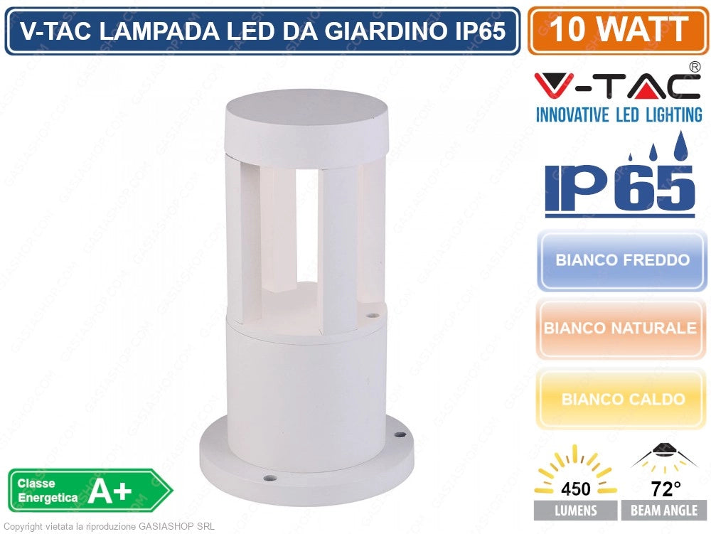 V-TAC VT-830 LAMPADA LED DA GIARDINO CON FISSAGGIO A TERRA 10W COLORE BIANCO IP65 - Colore Luce:Bianco Freddo