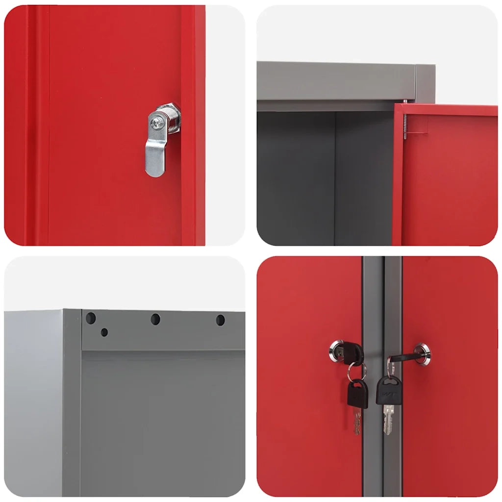 Mobile per attrezzi con blocco Rosso e Grigio 55 x 55 x 55 cm CFW3555491