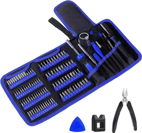 Set di chiavi 119 in 1 per riparazioni, multischuino per elettronica, riparazione di smartphone, console, fotocamera, PC, orologi, occhiali, modellismo, tablet e altro.