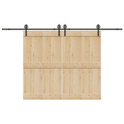 Kit di Binari per Porte Scorrevoli 366 cm Acciaio Nero 3295797