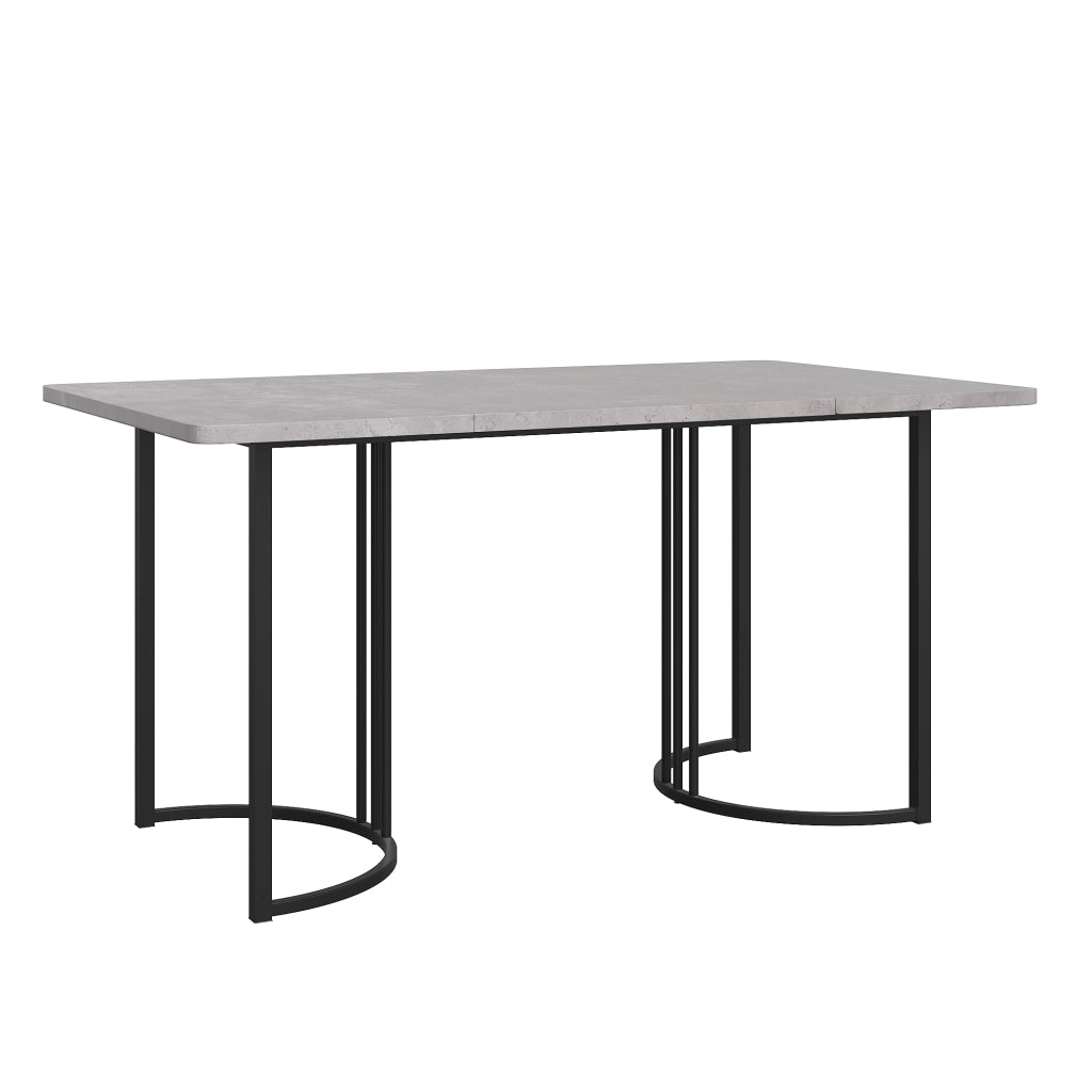 Tavolo da Pranzo Rettangolare ¨C Xylo ¨C Piano Effetto Marmo, Gambe in Metallo, Grigio, 140x80 cm