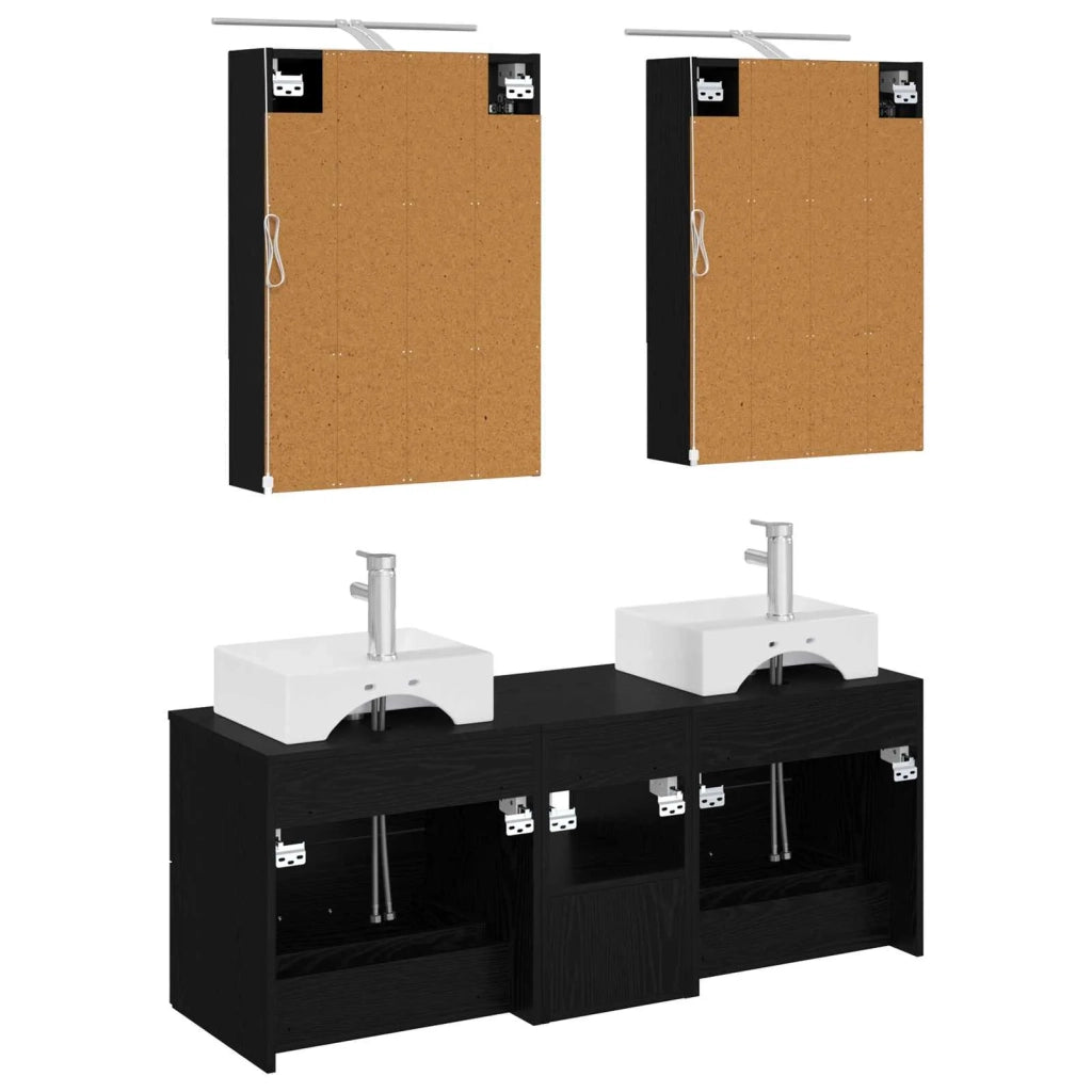 Set di mobili per il bagno 5 pcs Rovere Nero 3406800