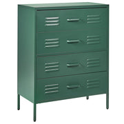 Armadio a 4 cassetti in metallo verde scuro in acciaio stile industriale per home office