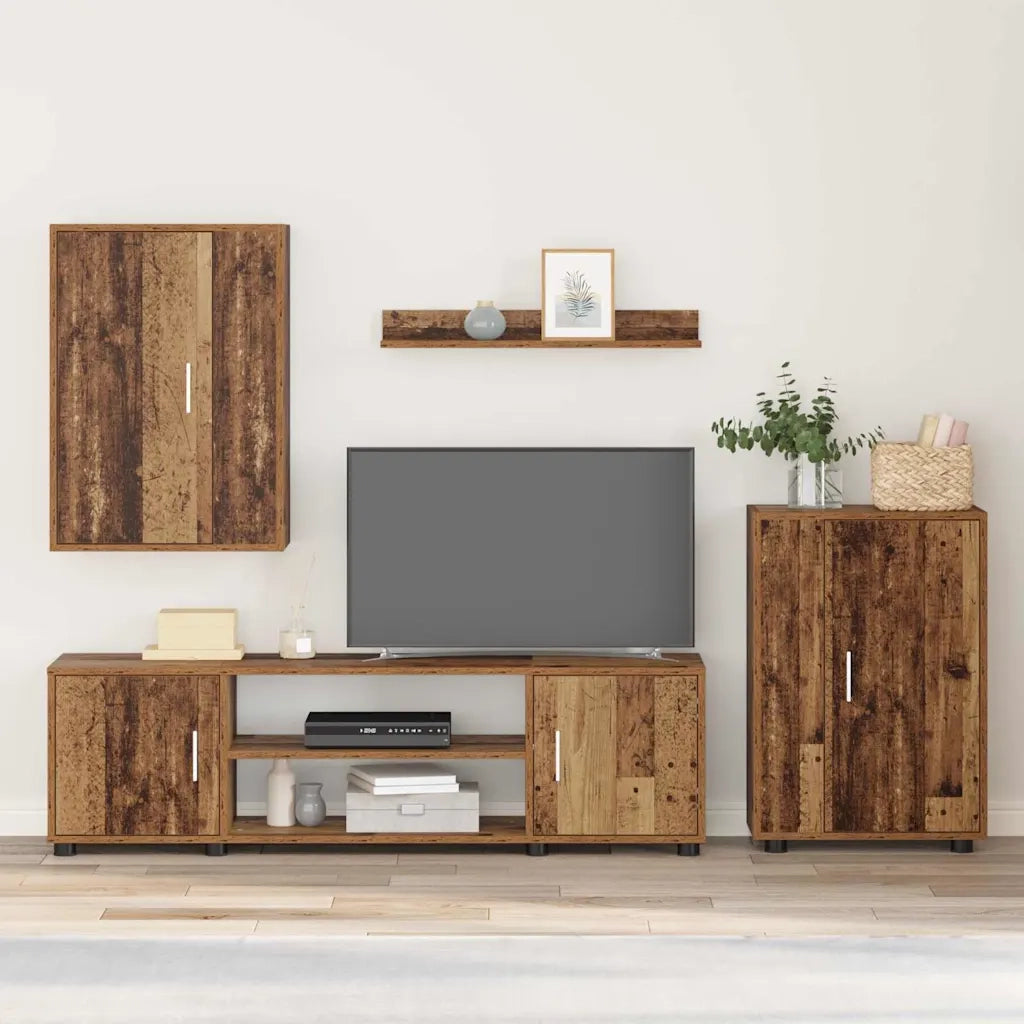 vidaXL Set di mobile TV da 4 pezzi 4 pcs Legno antico