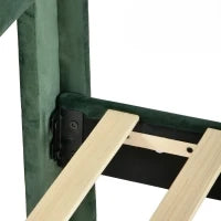 Letto Singolo con Rete a Doghe, Design Moderno, Testiera Imbottita in Velluto, Piedini Antiscivolo, 96x209x111 cm, Verde