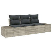 Set di divani con cuscino 3 pz | Set Salotto da Giardino Grigio chiaro polyrattan