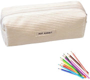 Etui per ragazze - Etui per adolescenti, etui in corduroy, etui essenziale per la scuola, etui portatile per adulti, etui con design elegante, etui per oggetti scolastici (bianco)