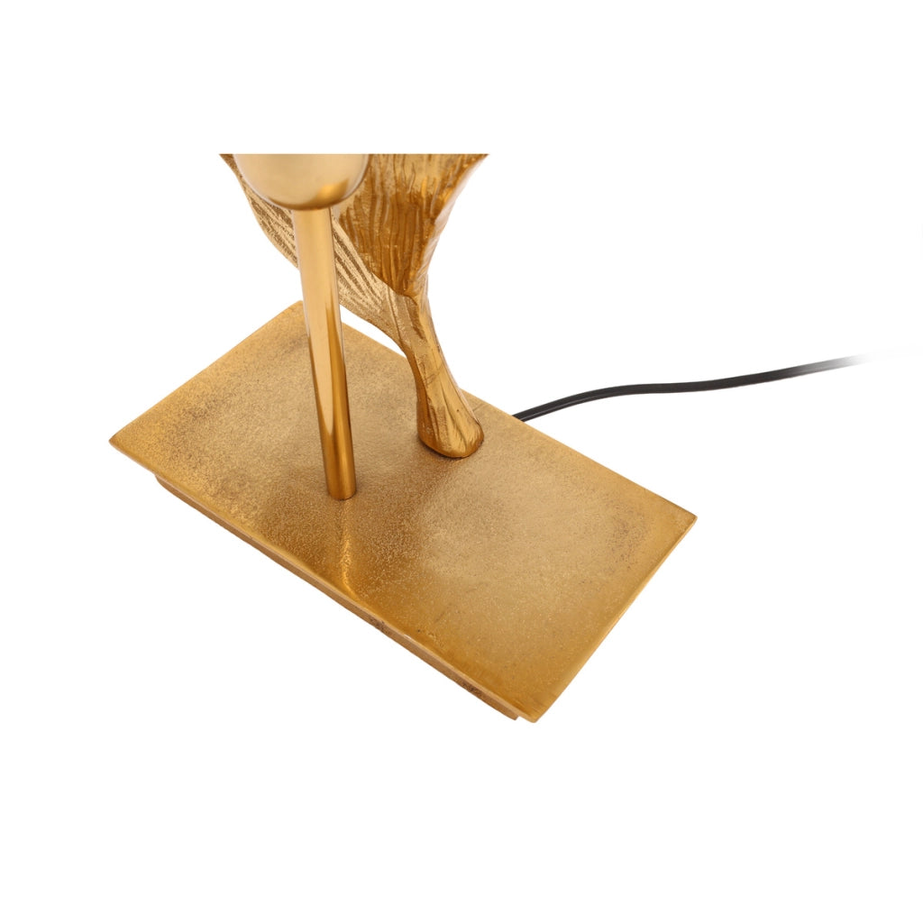 Lampada da tavolo Cosima in alluminio dorato a forma di foglia