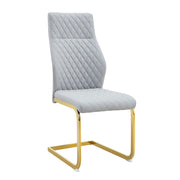 Sedia da sala da pranzo set da 2 con schienale alto ergonomico e seduta imbottita in metallo e similpelle grigio chiaro oro
