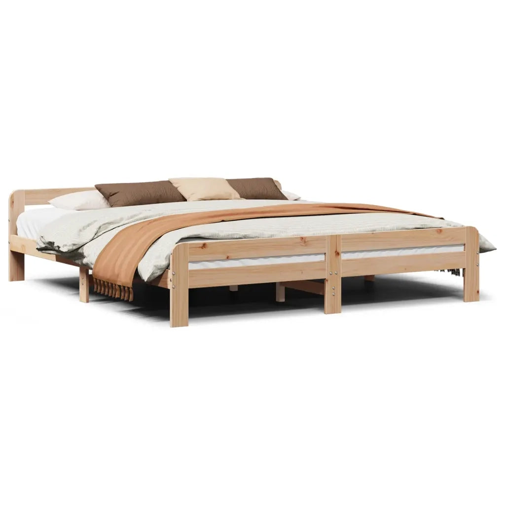 Letto matrimoniale | Letto per adulti | Letto senza Materasso 200x200 cm in Legno Massello di Pino