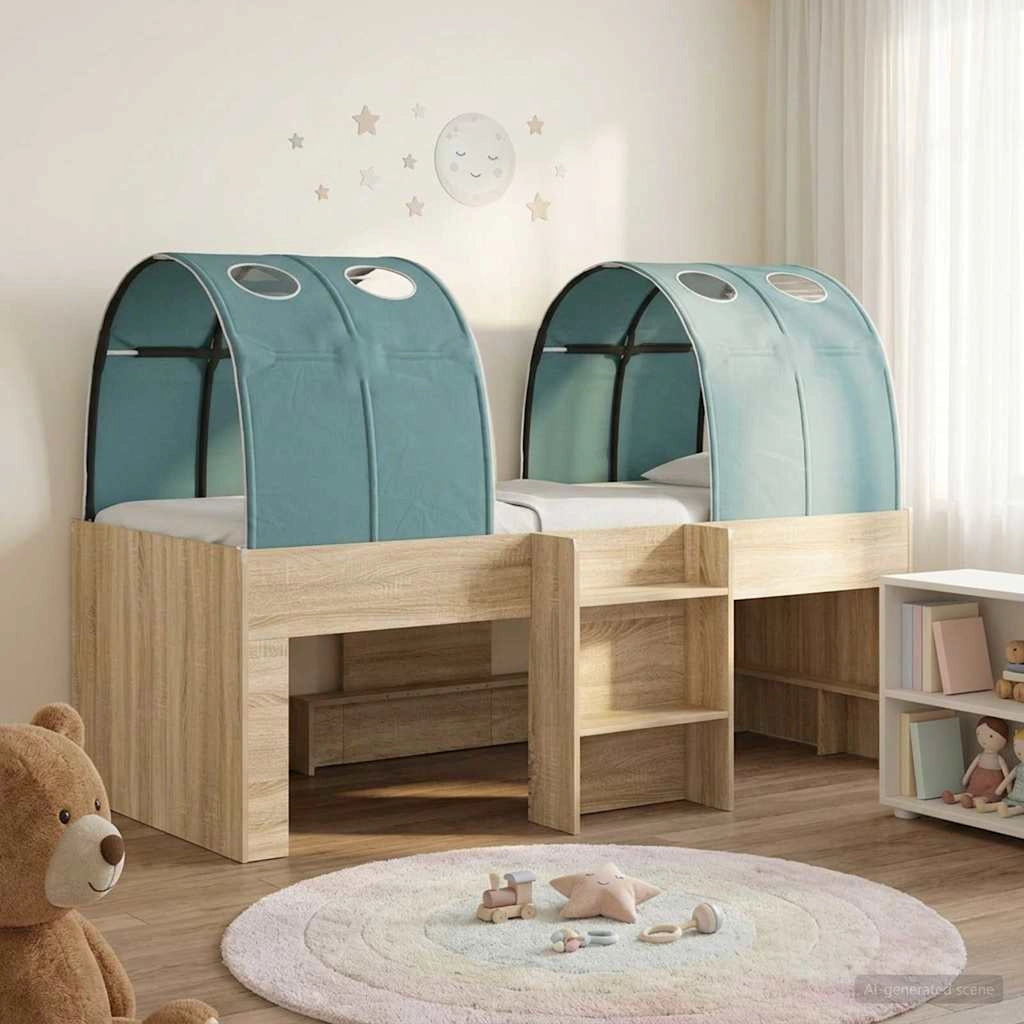 Letto con Tunnel 3 pz Rovere Sonoma e Azzurro 3423552