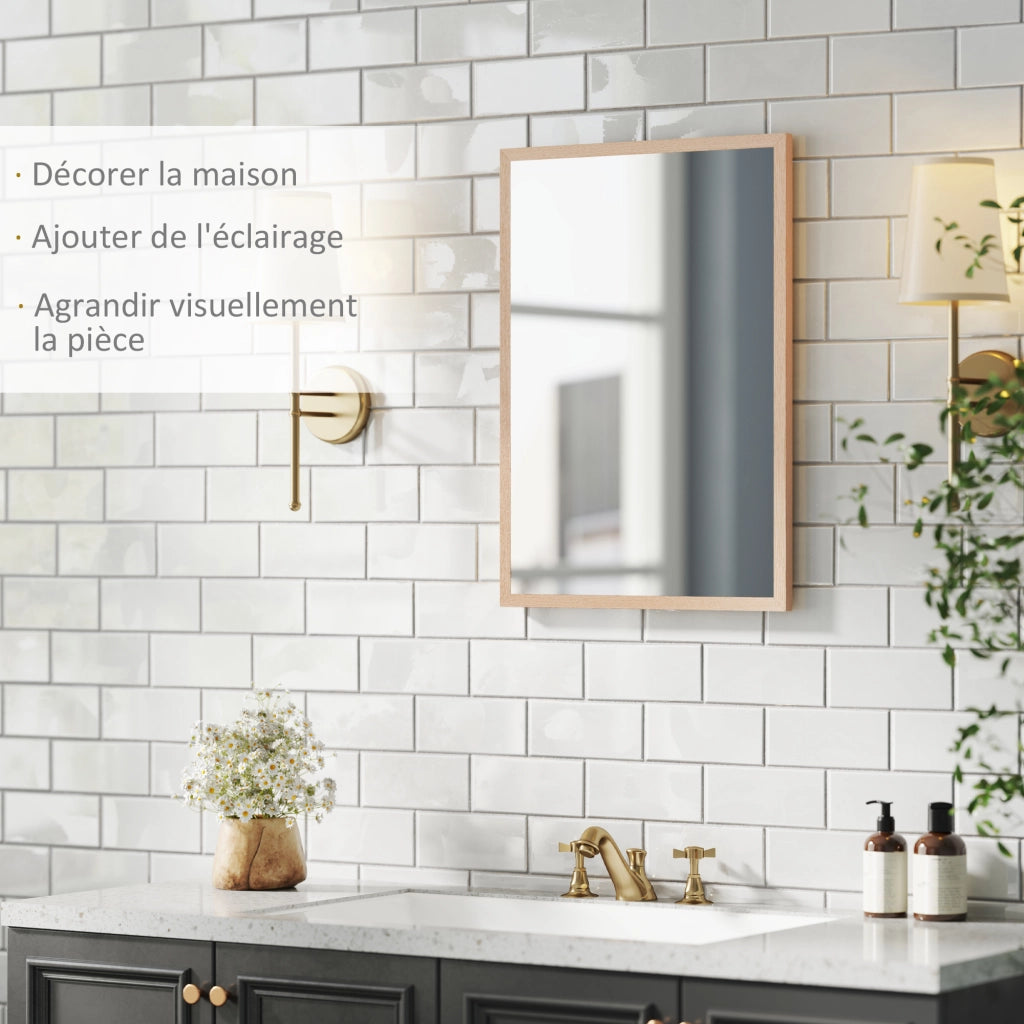 Specchio con cornice in legno ¨C zephmum ¨C 50x70 cm naturale