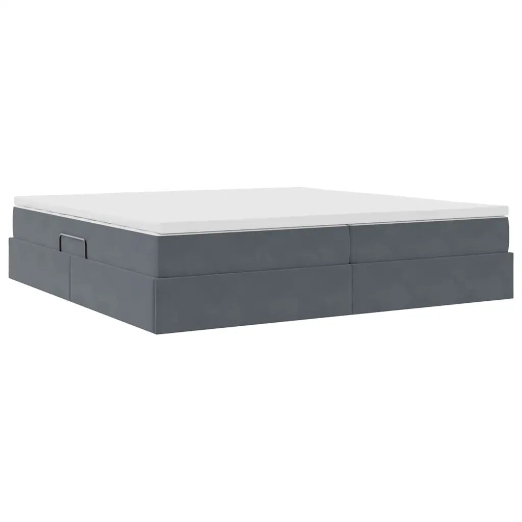 Letto con contenitore e materasso Grigio scuro 200 x 200 cm