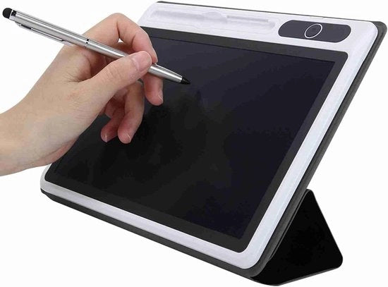 LCD Blocchetto Elettronico con Scrittura a Mano - Ideale per Lavoro, Studio e Riunioni di Lavoro - Utile per Appunti Giornalieri - Nero con Cuoio