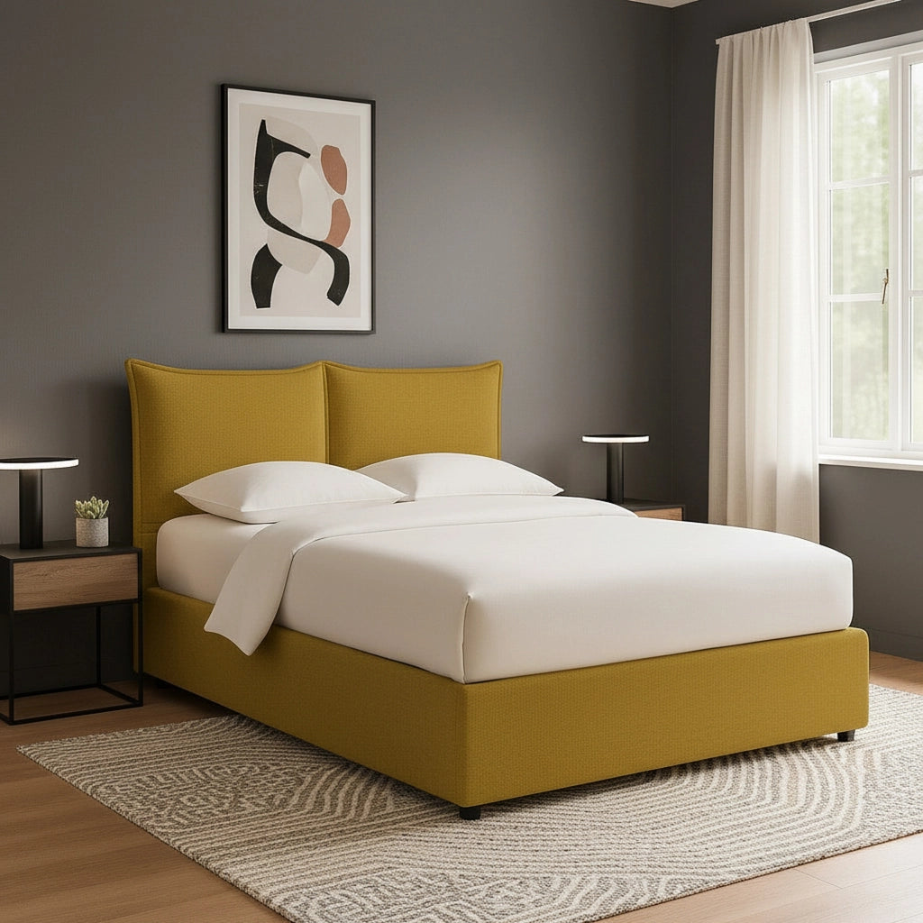 Chatteris, Letto Singolo Sfoderabile Made in Italy, Giallo Ocra