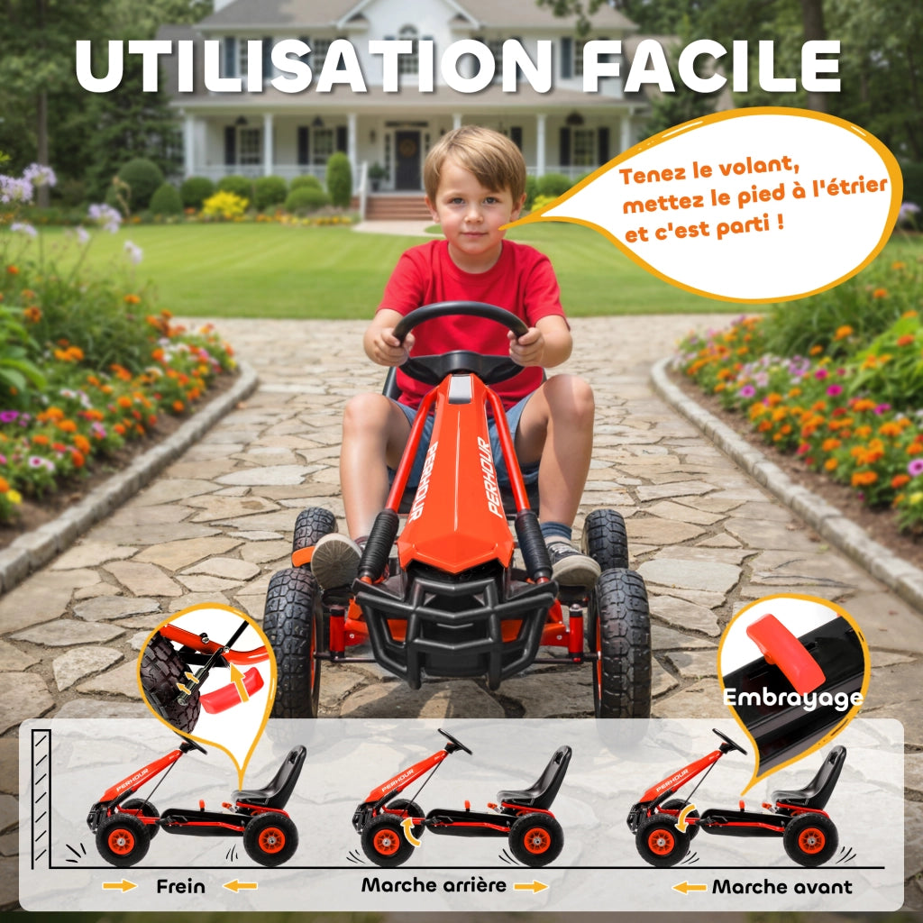 Go-Kart per bambini con sedile regolabile ¨C zephmum ¨C rosso 110x61x62 cm