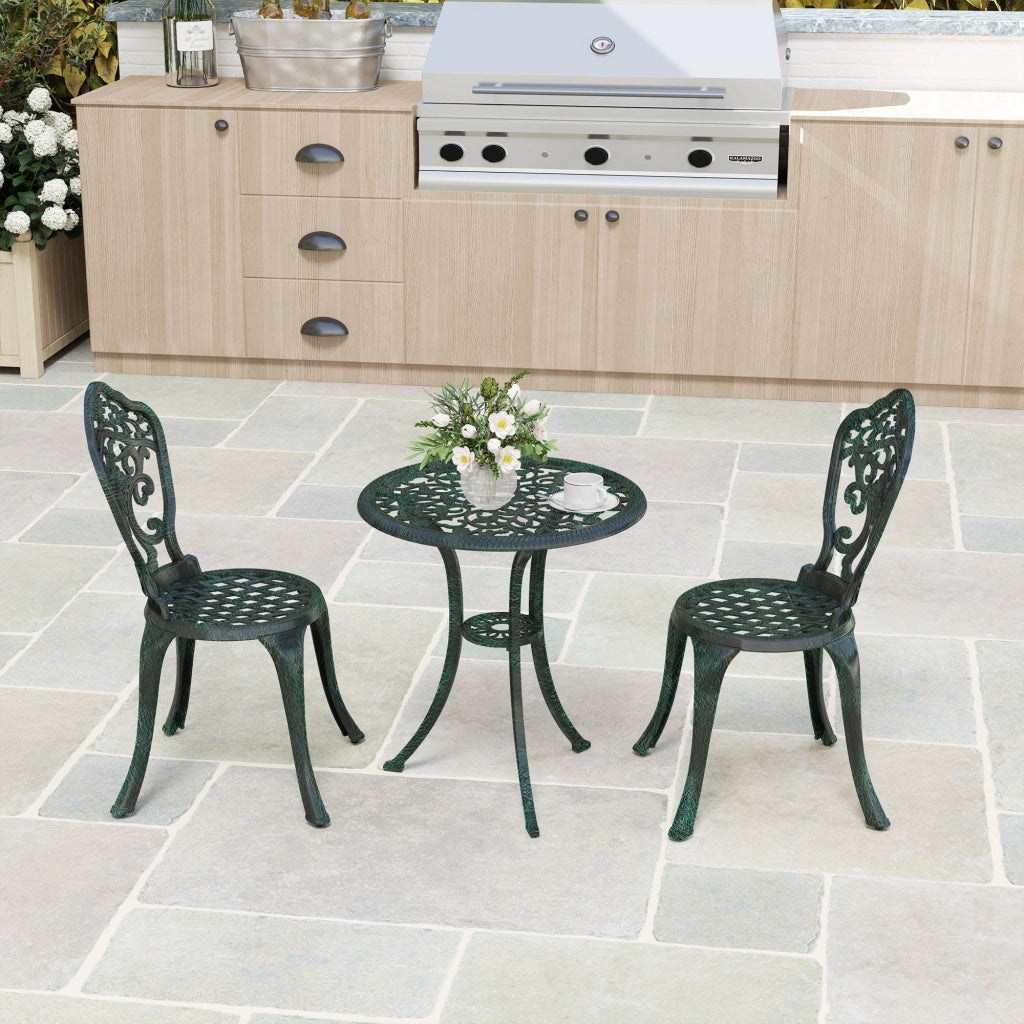 Set Bistrot Giardino 3 Pezzi ¨C Zephmum ¨C Aluminium Fer Forg¨¦ Grigio