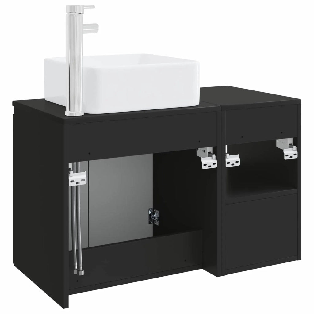 Set di mobili per il bagno 2 pz Nero Legno ingegnerizzato 3404045