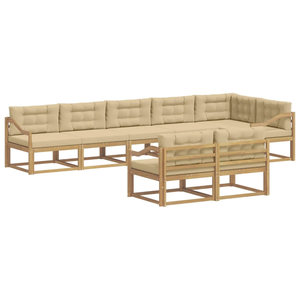 Set di divani da esterno 6 pcs Bianco e Beige Poliestere