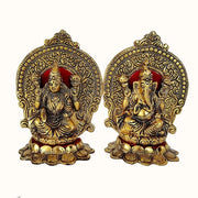 Idolo di Ganesh con Lakshmi in avorio antico - Idolo di auto, decorazione per la casa, mandir, regalo, idolo di dio hindu (Lotus Ganesh Lakshmi)