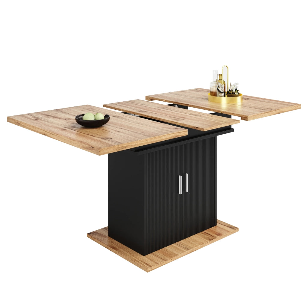 Tavolo da pranzo allungabile 110-140x70x76 cm; MDF nero