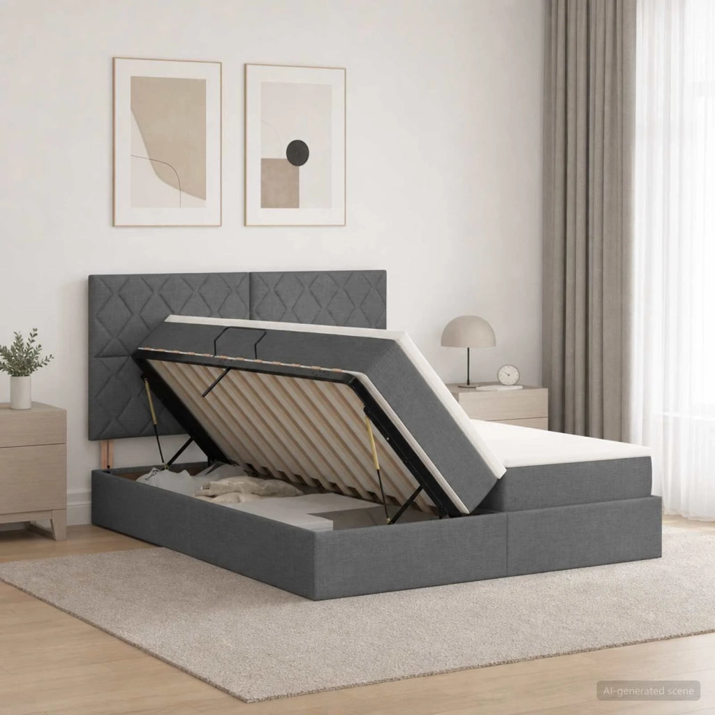 Letto con contenitore LED e materasso Grigio Scuro 180 x 200 cm 3460243