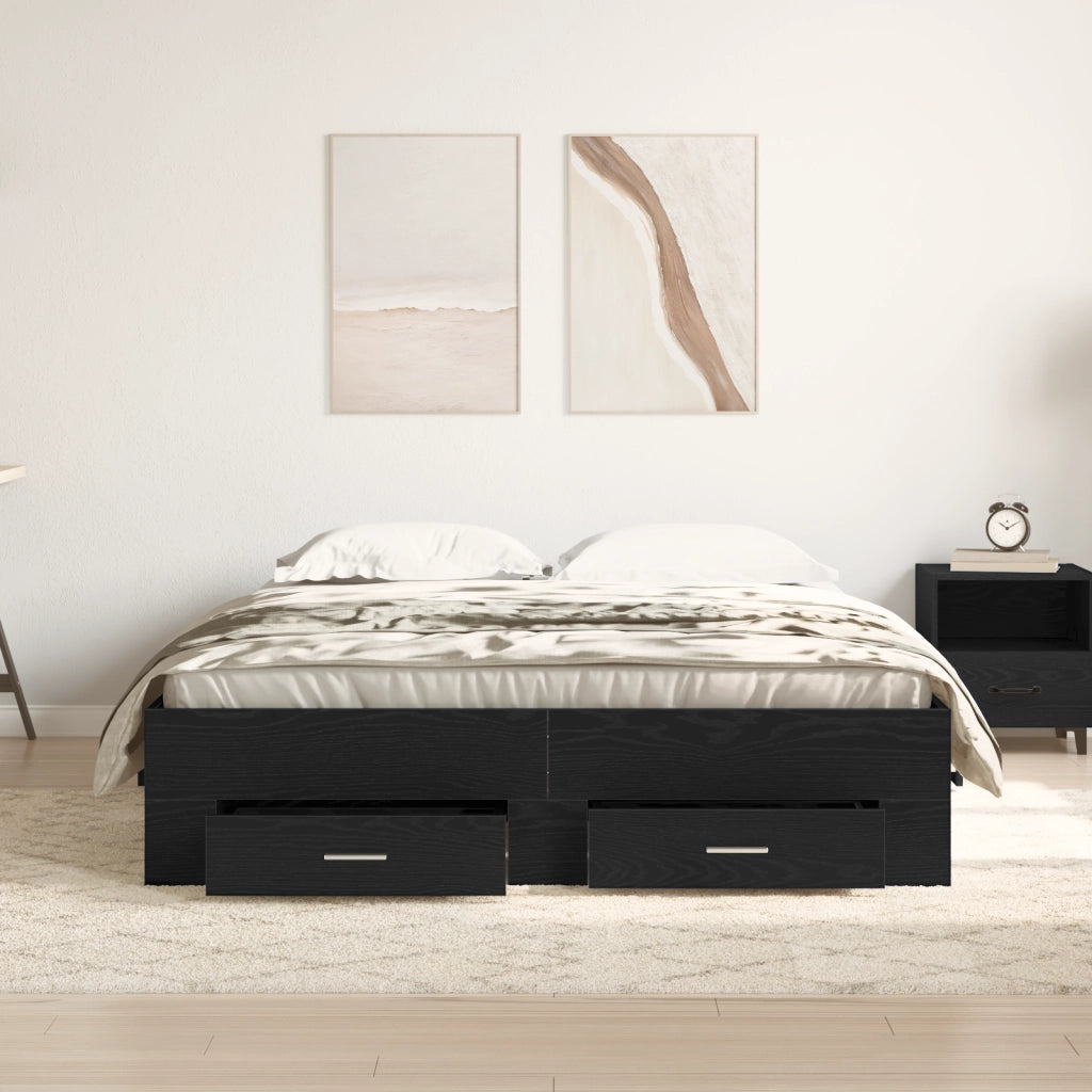 Struttura letto con cassetti Rovere nero Legno ingegnerizzato