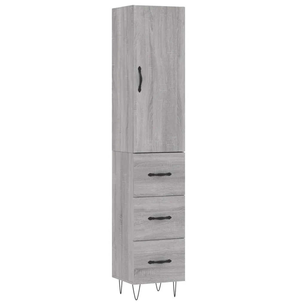 Buffet credenza cassettiera armadio mobile contenitore organizer cucina soggiorno salotto rovere Sonoma alto 34,5 x 34 x 180 cm legno ingegnerizzato grigio 02_0035309