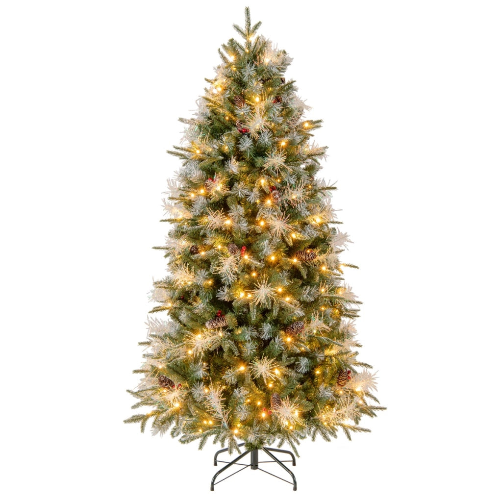 Albero di natale 180cm artificiale pre-illuminato led bianco caldo, Albero di natale pieghevole con cerniera-Alberi di Natale