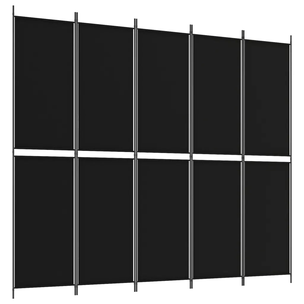 Divisorio 5 Pannelli Nero 250x220 cm Tessuto 350253