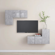 Set di Mobili Porta TV 4 pz Grigio Cemento in Legno Multistrato 3079108