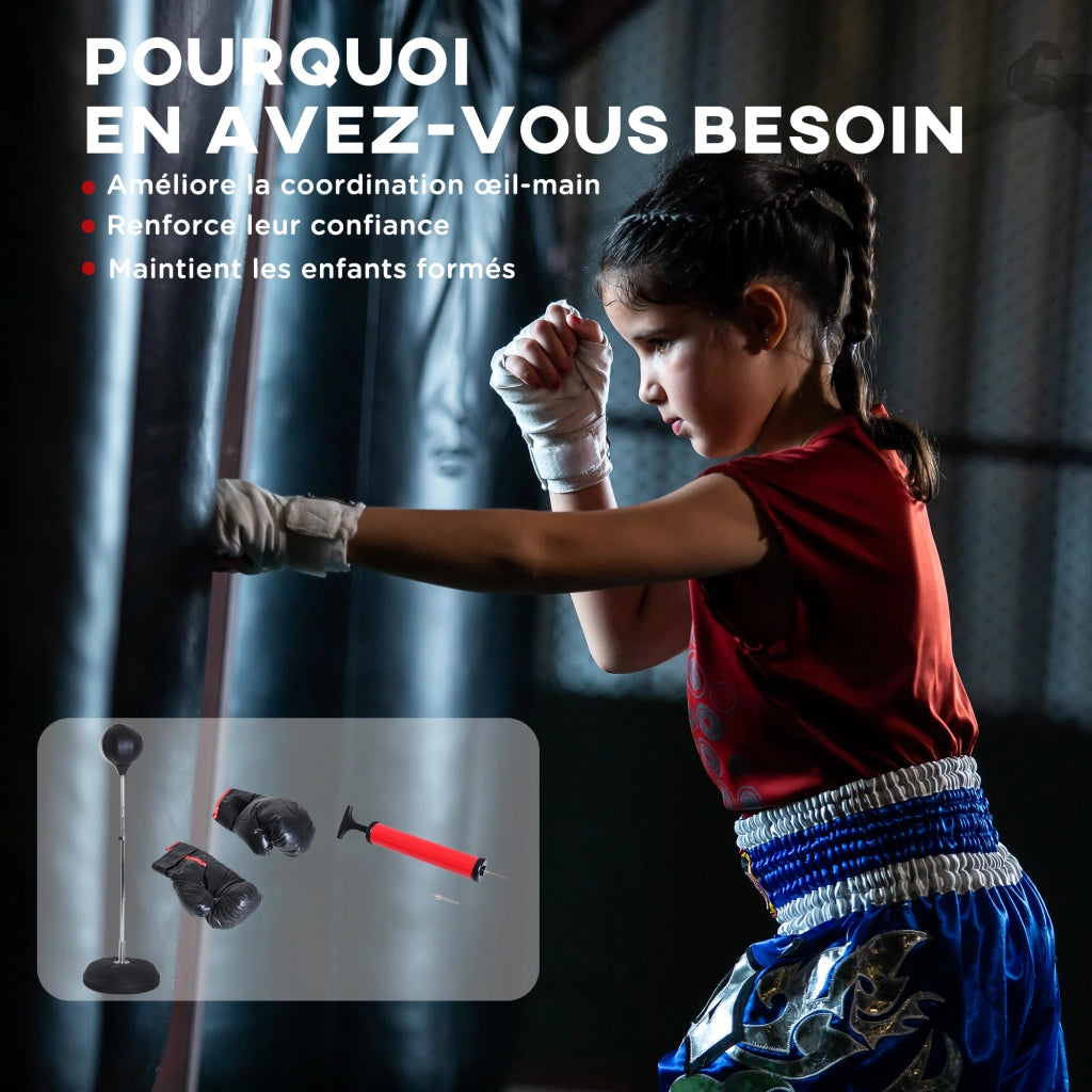 Sacco da boxe su piede regolabile ¨C zephmum ¨C nero 126-144 cm con guanti pompa base
